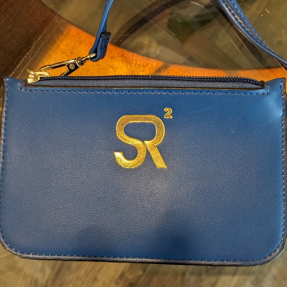 R2 Blue Leather Women's Wristlet Bag